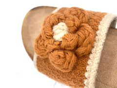 Hand Knit Floral Slippers - Cozy Cotton Feet