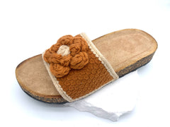 Hand Knit Floral Slippers - Cozy Cotton Feet