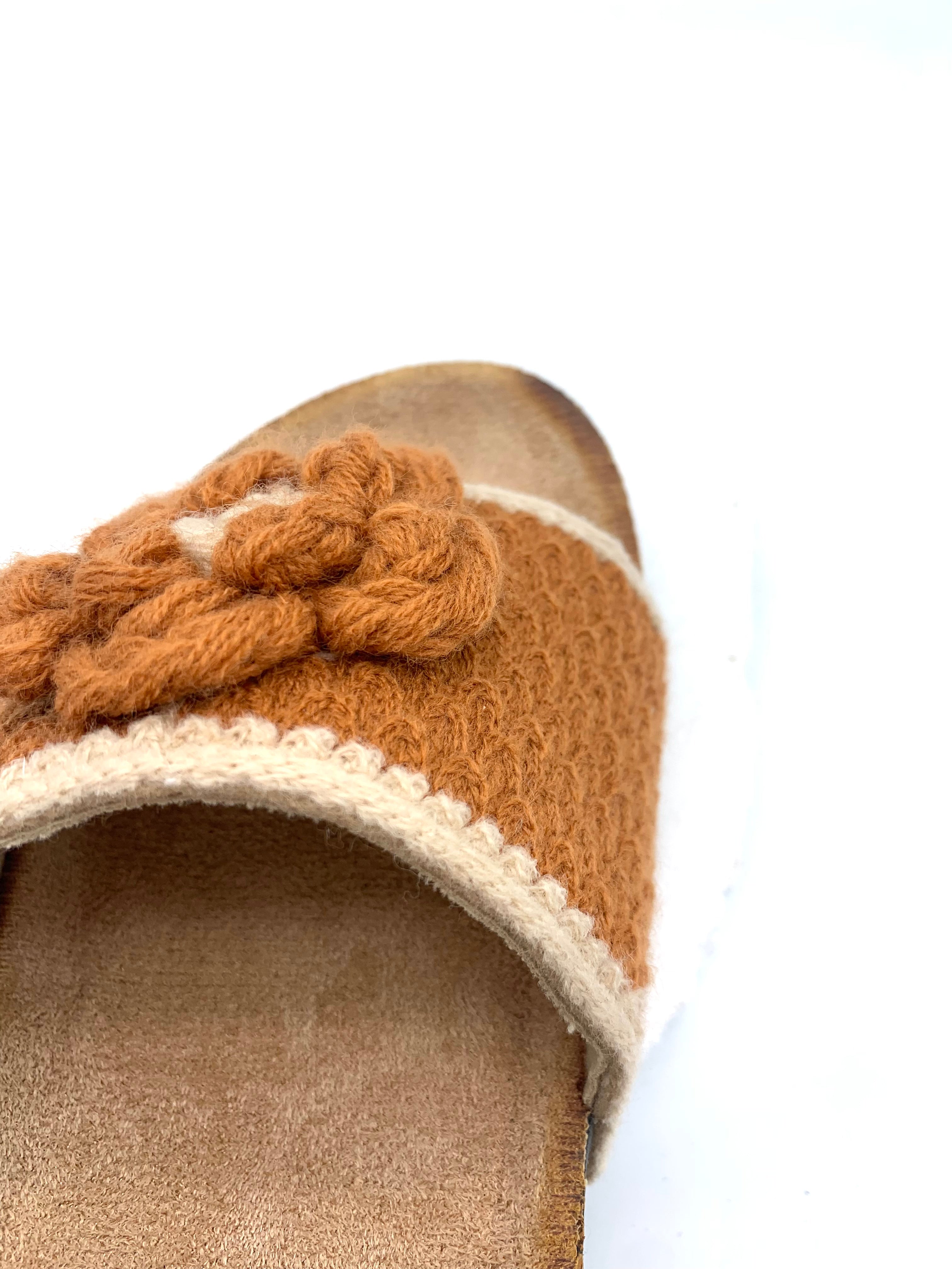 Hand Knit Floral Slippers - Cozy Cotton Feet