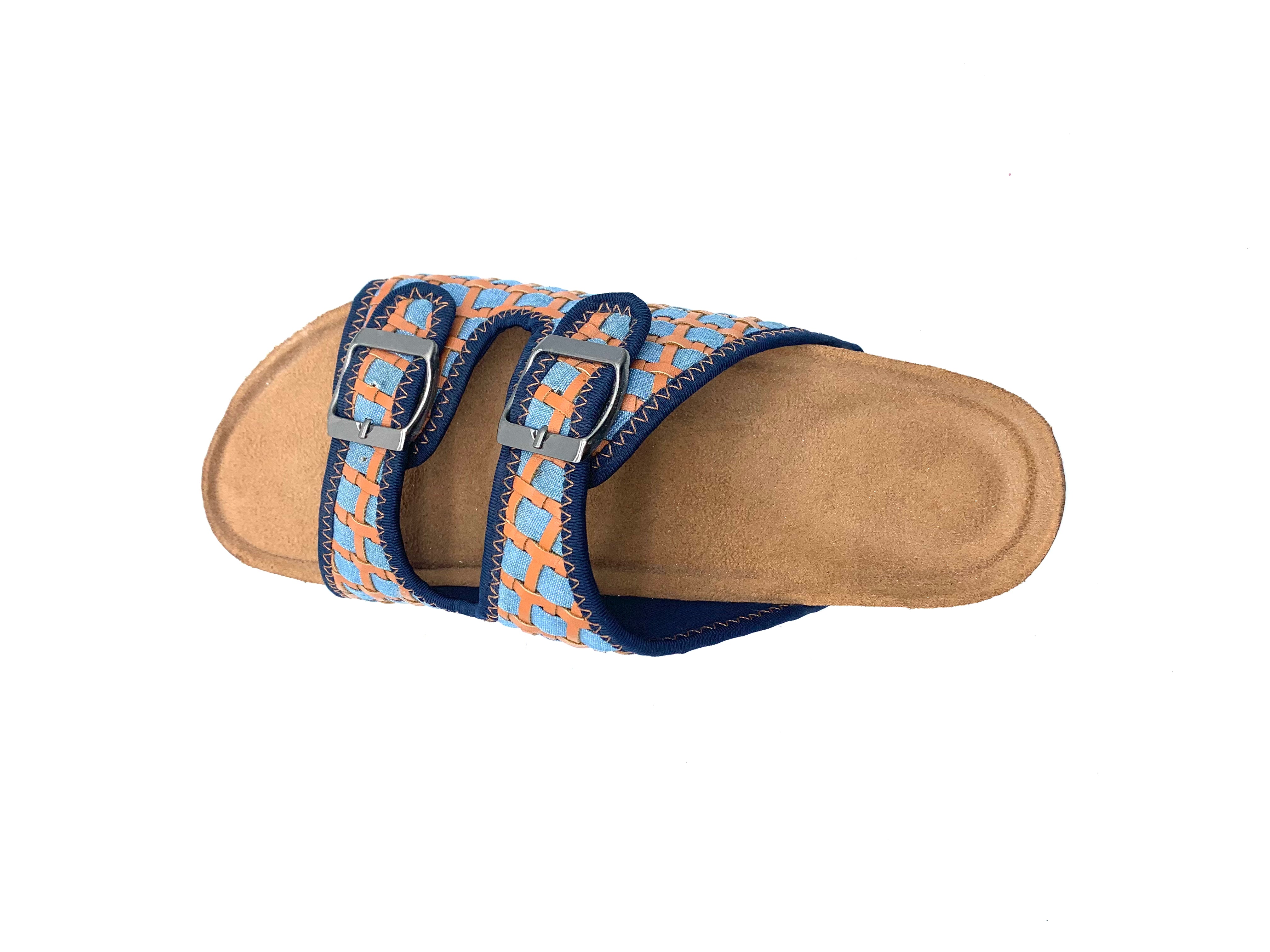Woven Double - Buckle Cork Slides Beach - Breeze Relaxed Vibe on Your Feet