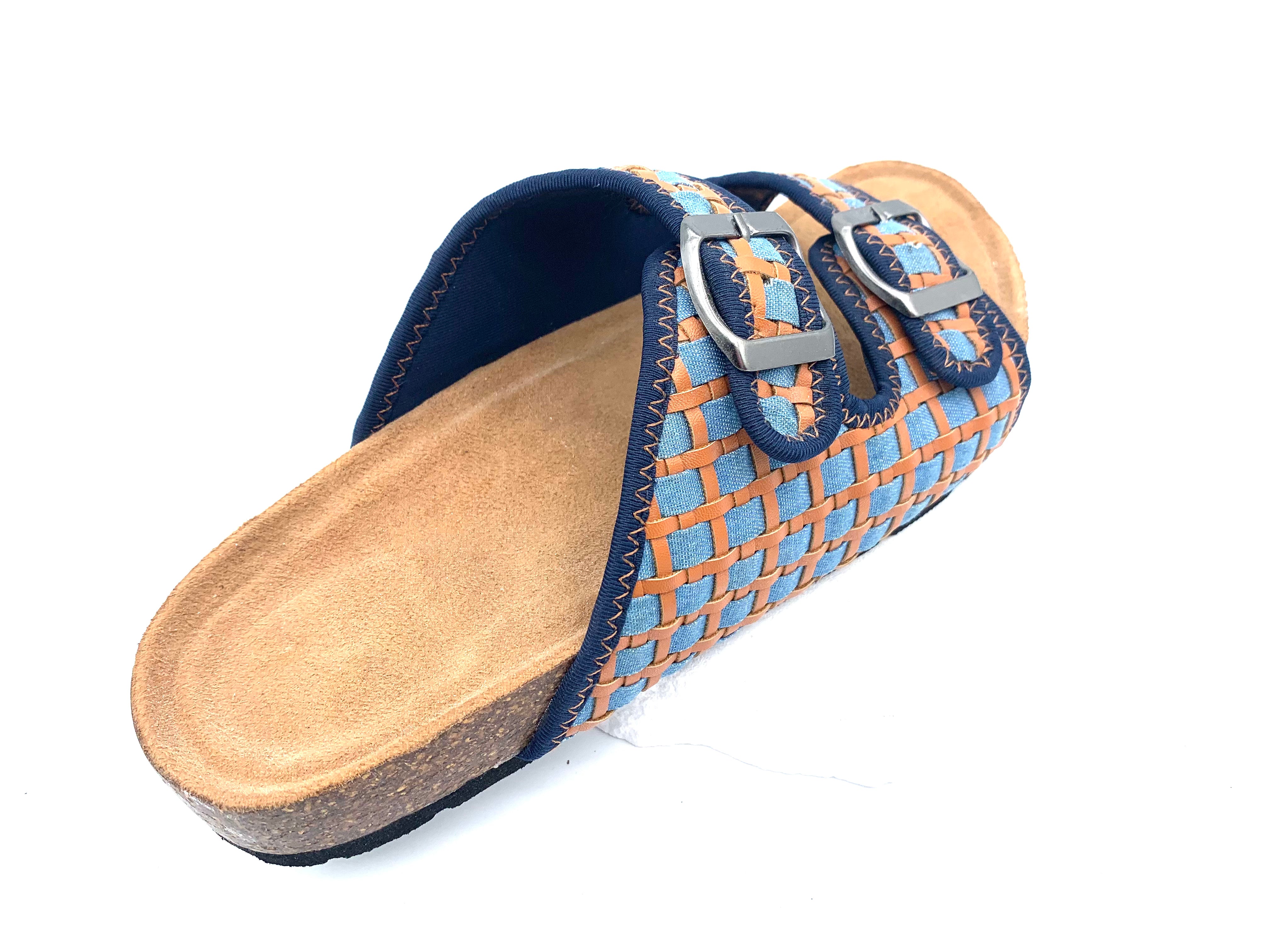 Woven Double - Buckle Cork Slides Beach - Breeze Relaxed Vibe on Your Feet