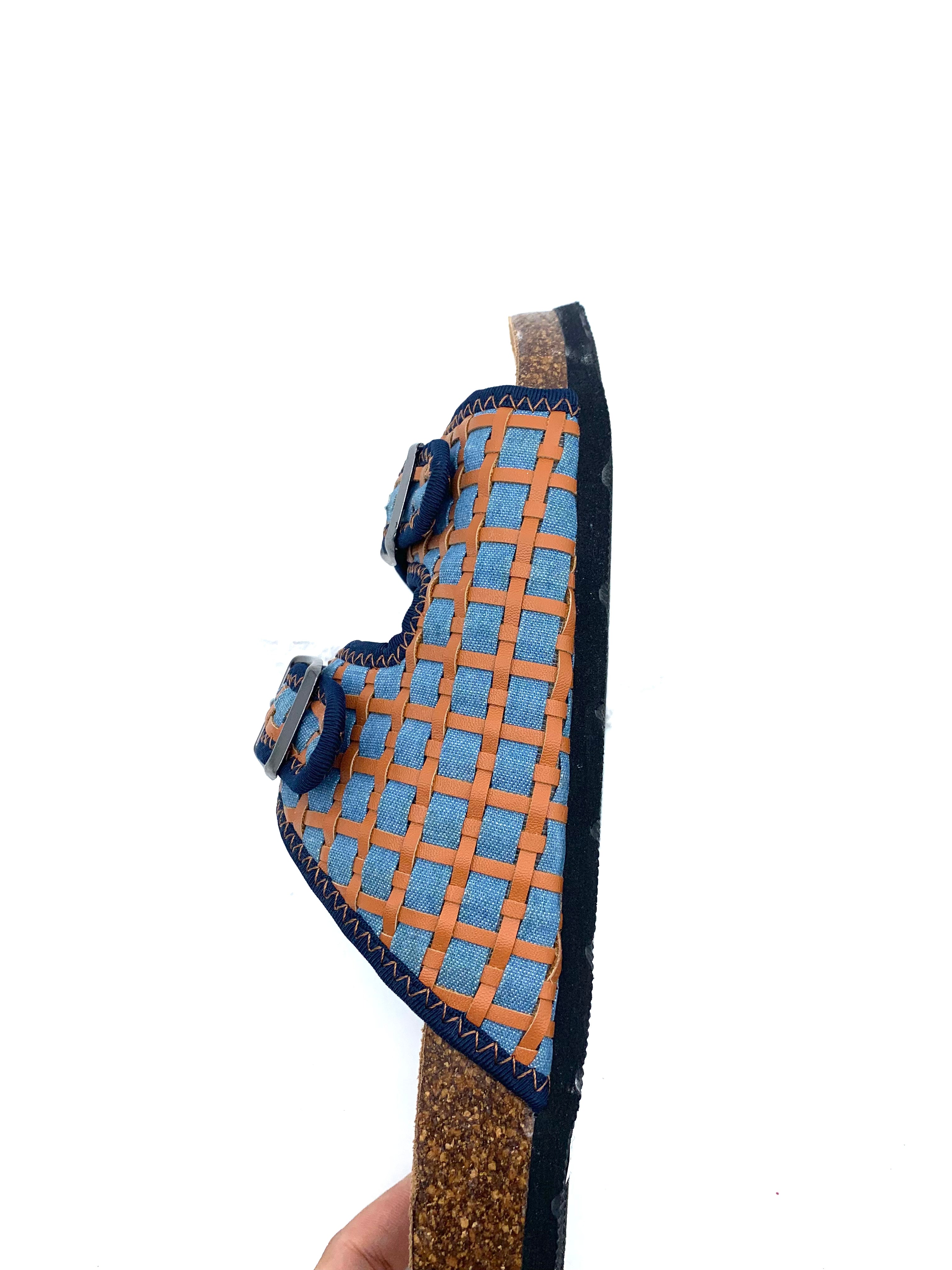 Woven Double - Buckle Cork Slides Beach - Breeze Relaxed Vibe on Your Feet