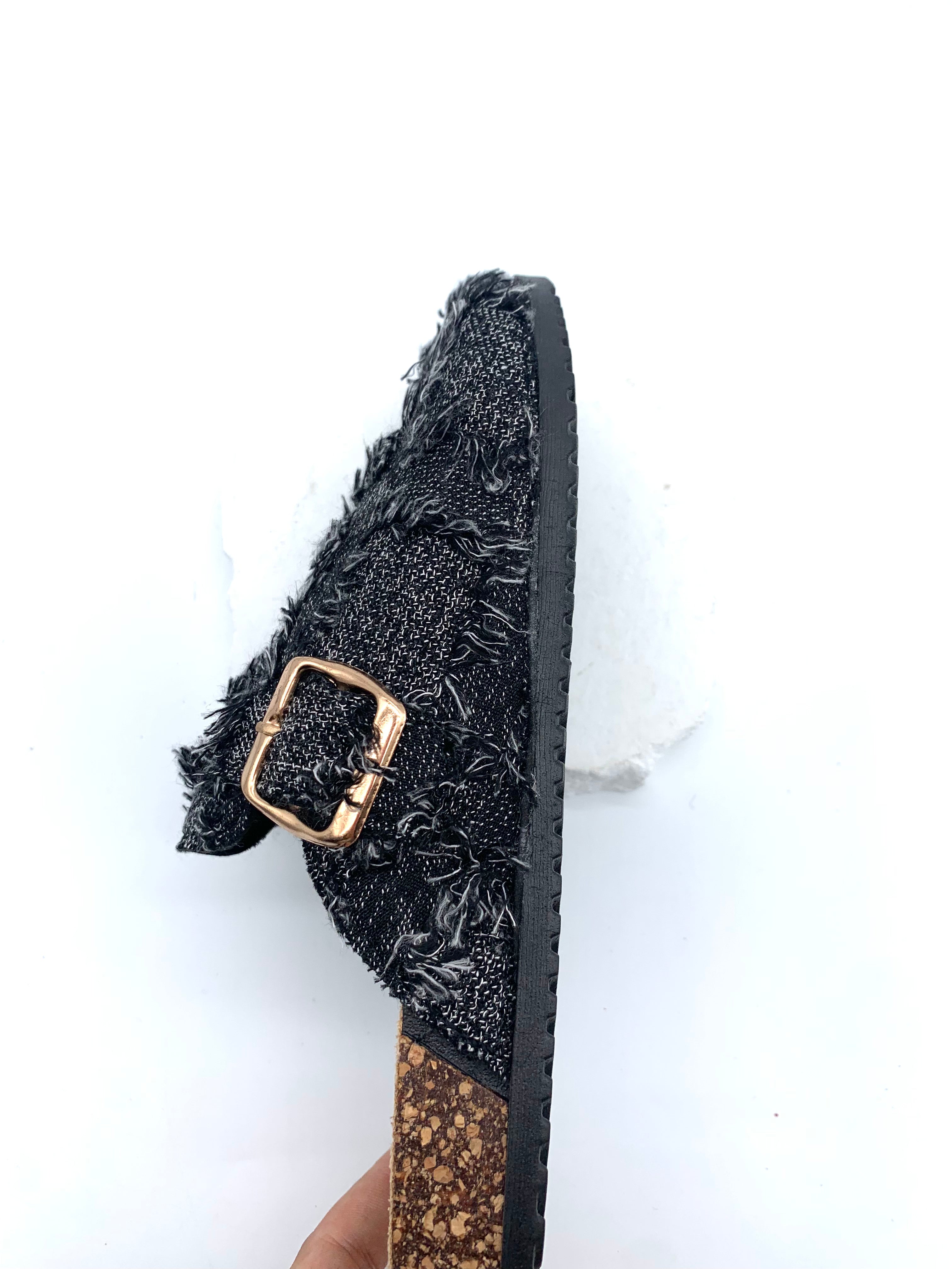 Micro suede insole-Black jeans women shoes