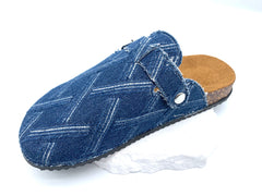 Micro suede insole - Denim Patchwork Cork Clogs On Feet-women shoes