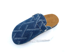 Micro suede insole - Denim Patchwork Cork Clogs On Feet-women shoes