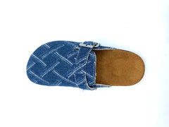 Micro suede insole - Denim Patchwork Cork Clogs On Feet-women shoes