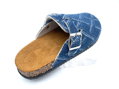 Micro suede insole - Denim Patchwork Cork Clogs On Feet-women shoes