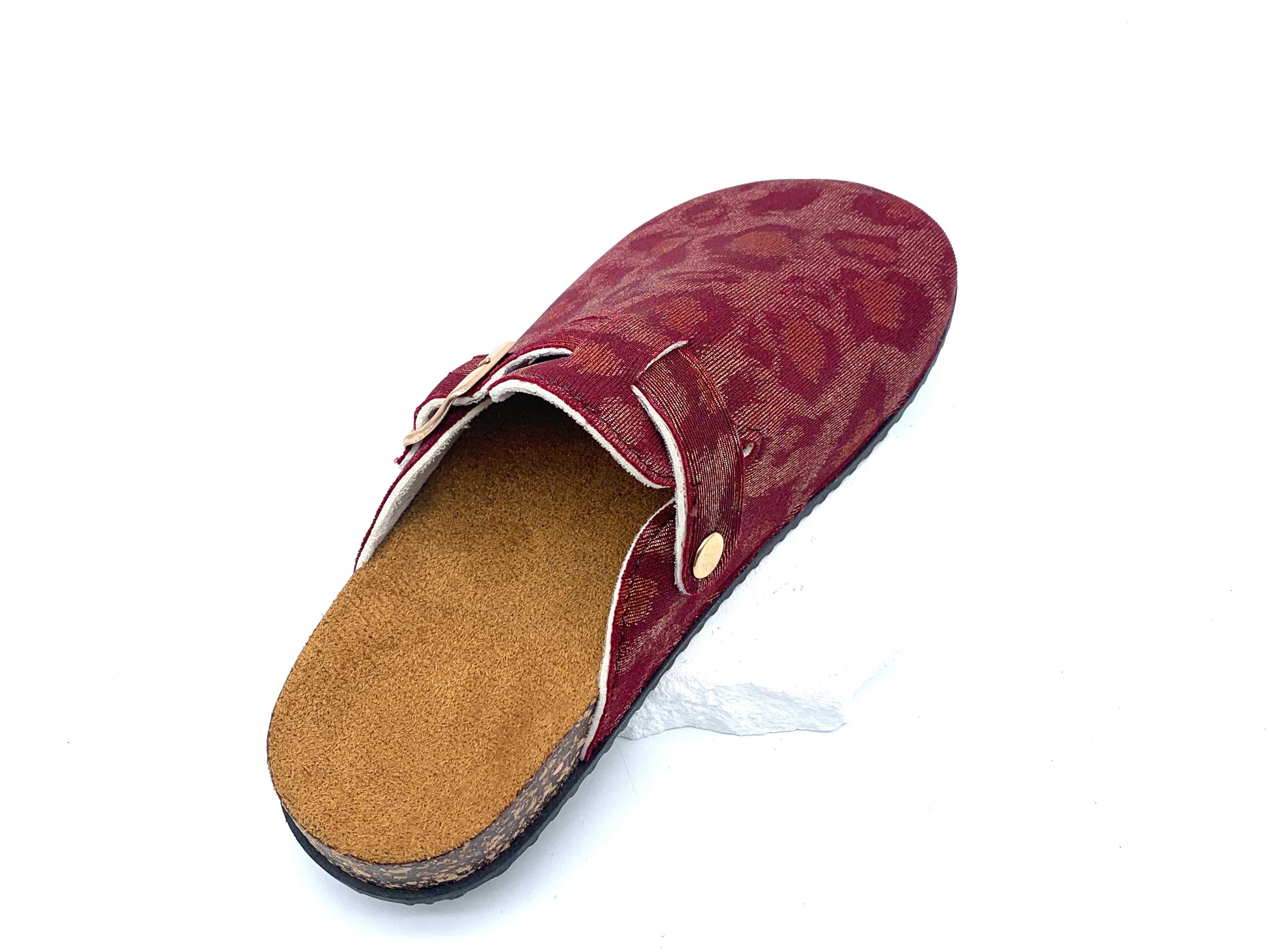 Burgundy Shoes Leopard Print Cork Clogs Easy Chic Ladies Shoes