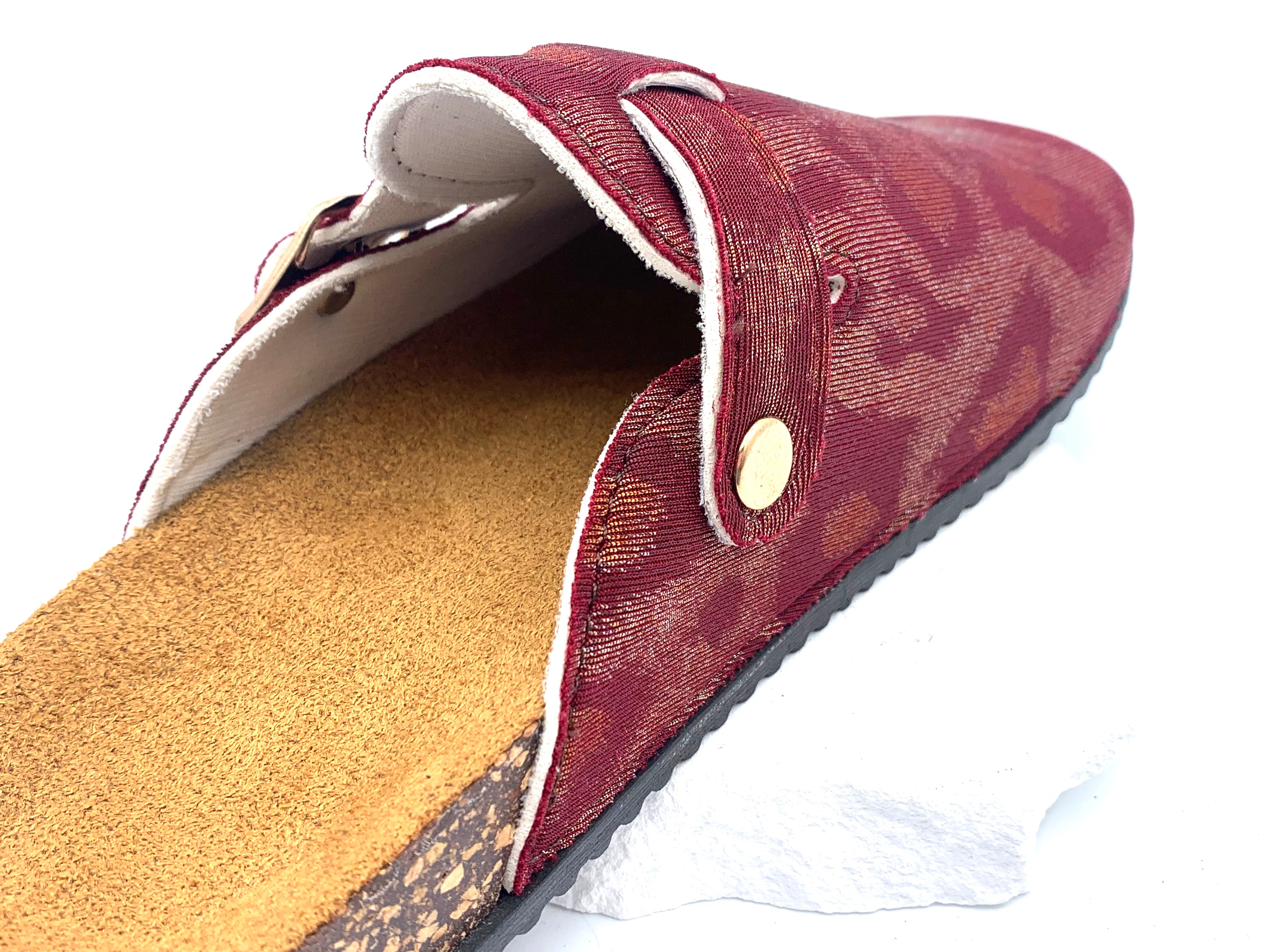 Burgundy Shoes Leopard Print Cork Clogs Easy Chic Ladies Shoes