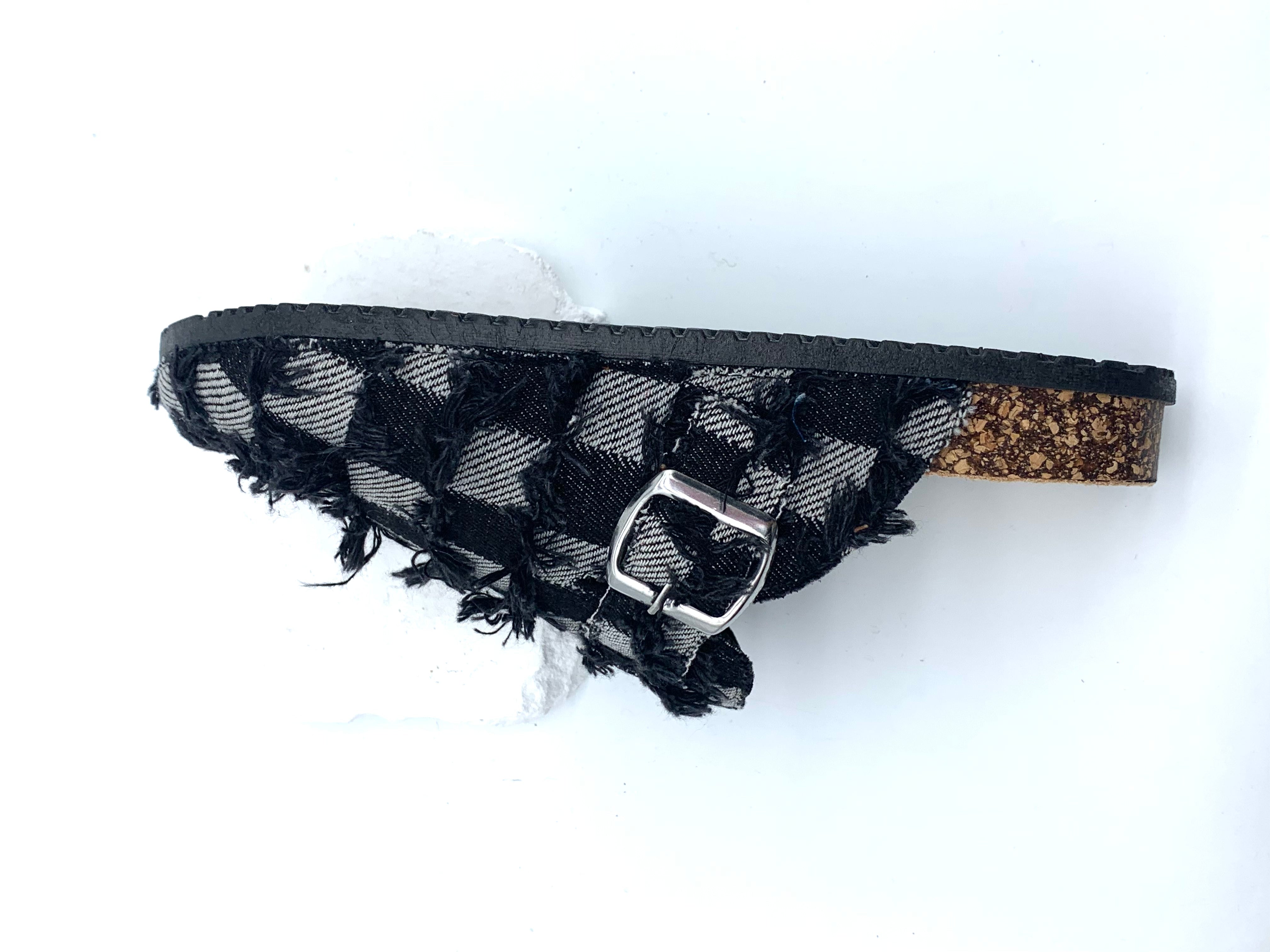 Fashion Plaid Tassel Sandals with Cork Insoles women shoes