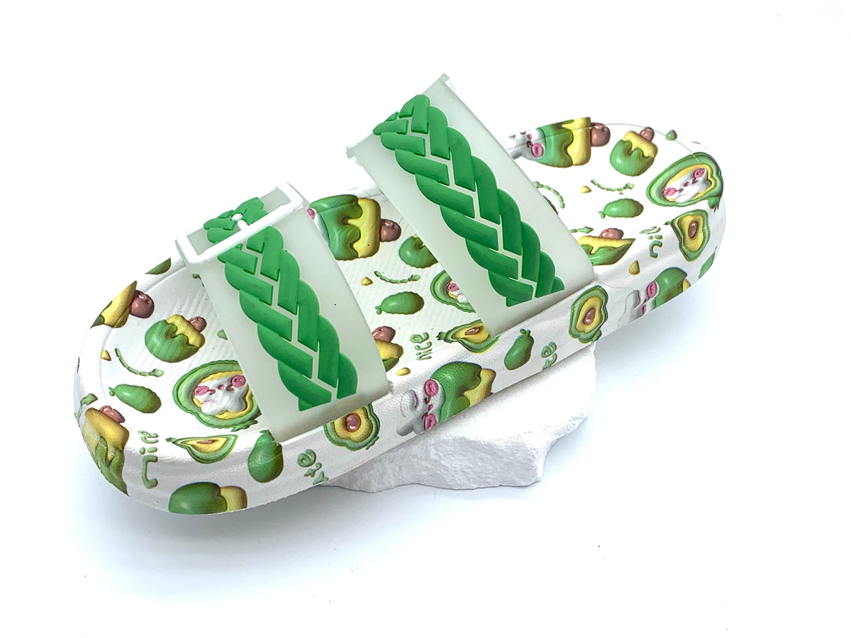 Avocado Themed Double Strap Slides - Start Summer Fun