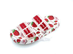 Women's Cute Strawberry Print Double Strap Slides