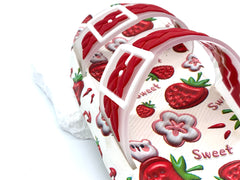 Women's Cute Strawberry Print Double Strap Slides