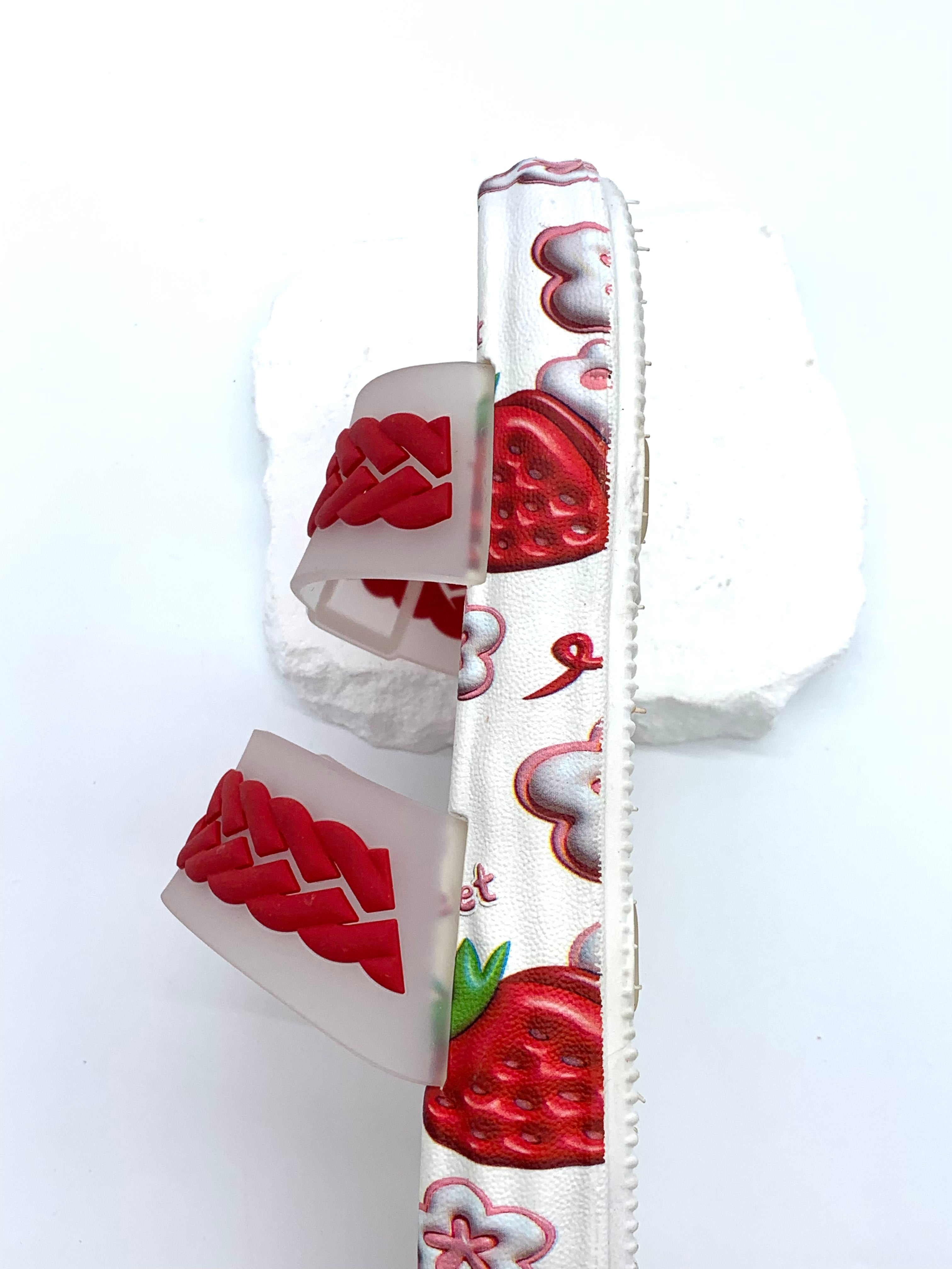 Women's Cute Strawberry Print Double Strap Slides