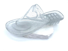Women's Clear Sequin Jelly Flip Flops with Heart-Shaped Straps