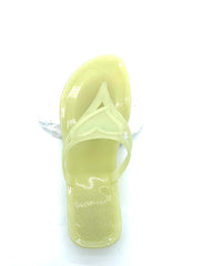 Women's Clear Sequin Jelly Flip Flops with Heart-Shaped Straps
