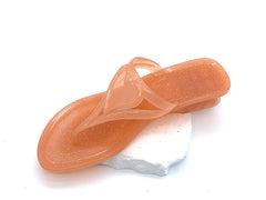 Women's Clear Sequin Jelly Flip Flops with Heart-Shaped Straps