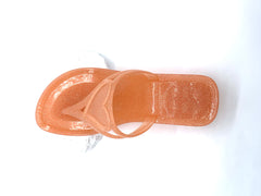 Women's Clear Sequin Jelly Flip Flops with Heart-Shaped Straps