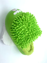 Kids Cartoon Lamb - Decorative Cleaning Slippers - Green Chenille Floor Cleaning Slippers