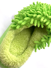 Kids Cartoon Lamb - Decorative Cleaning Slippers - Green Chenille Floor Cleaning Slippers