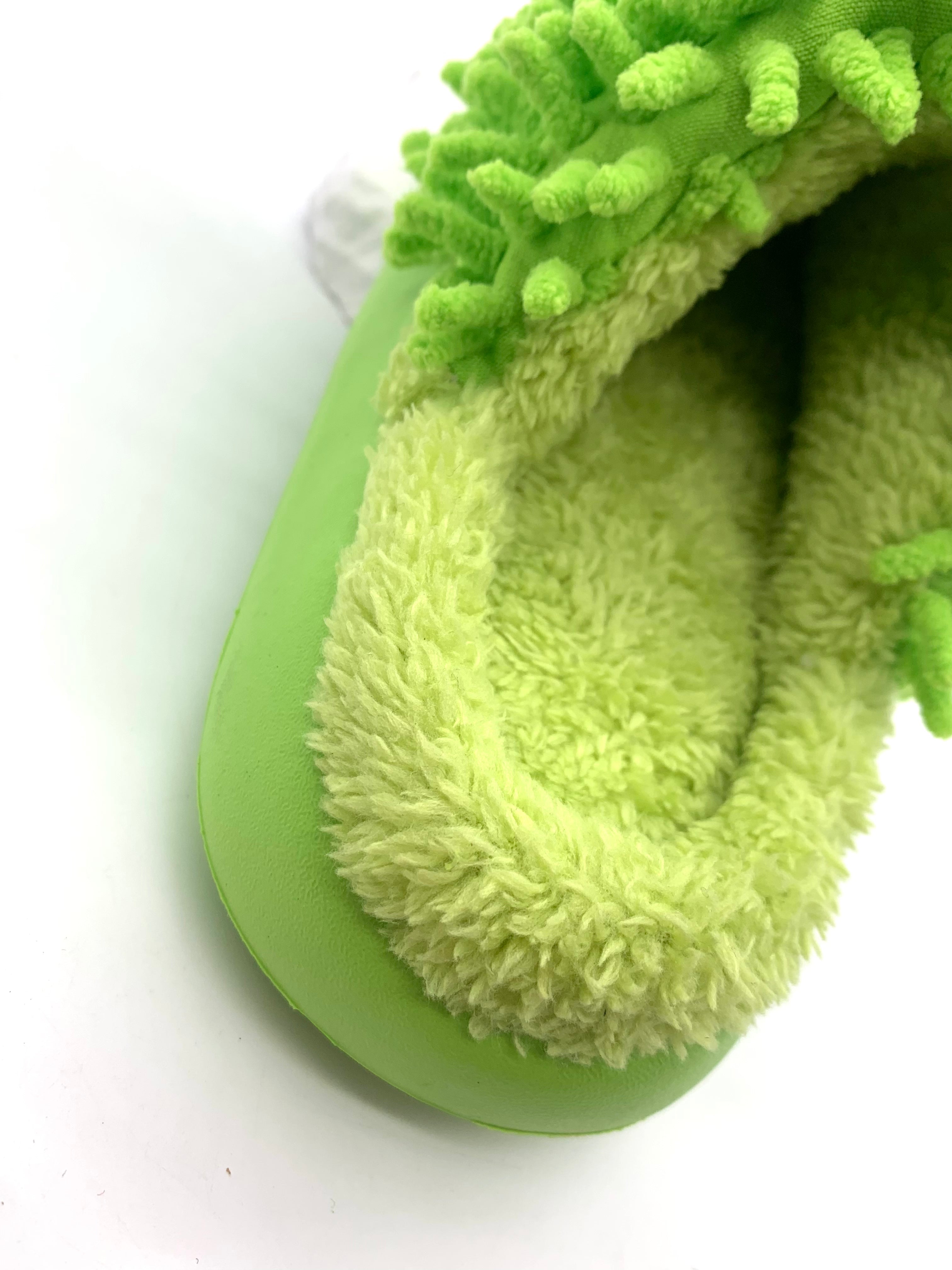 Kids Cartoon Lamb - Decorative Cleaning Slippers - Green Chenille Floor Cleaning Slippers