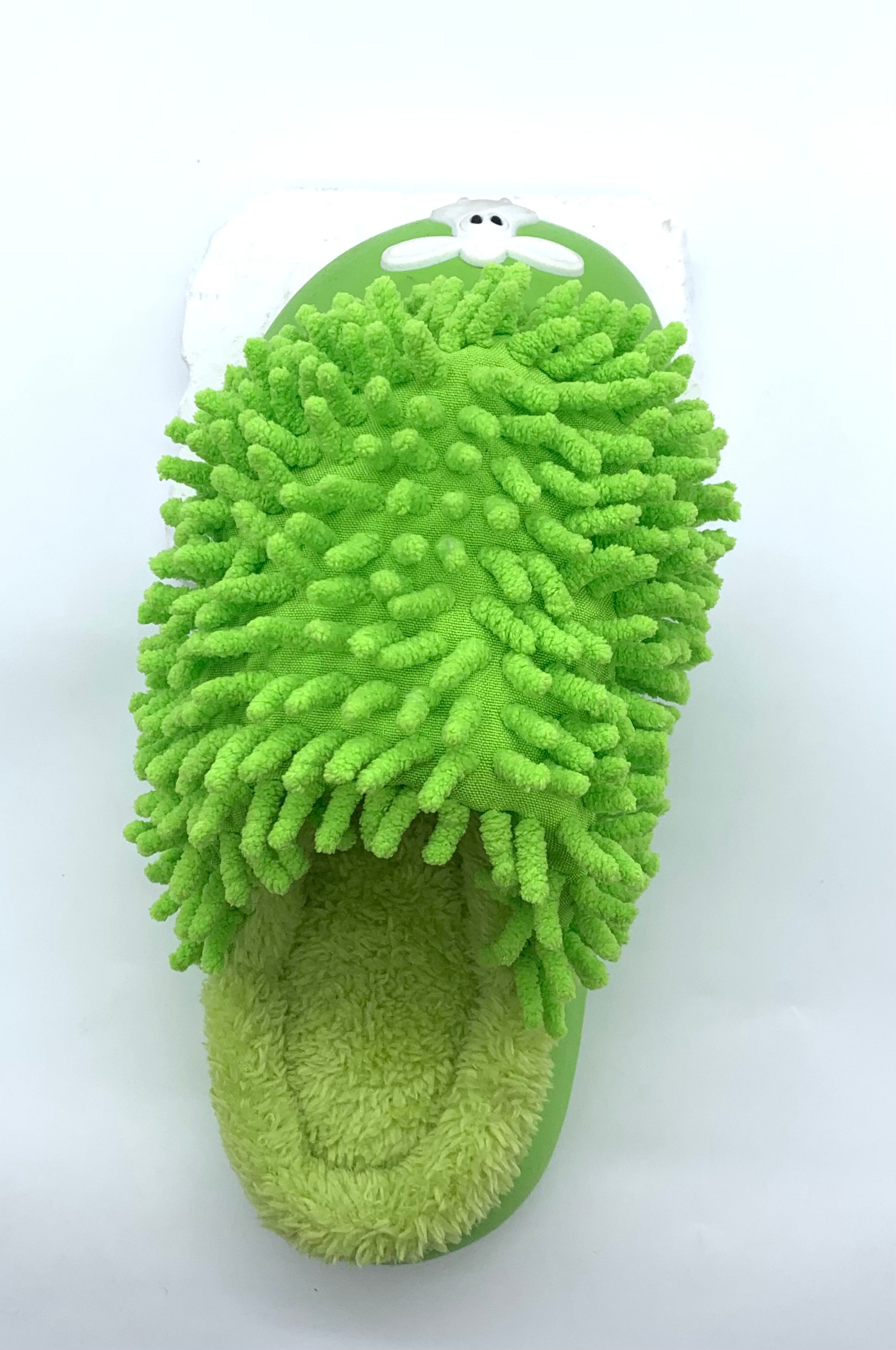 Kids Cartoon Lamb - Decorative Cleaning Slippers - Green Chenille Floor Cleaning Slippers