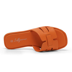 Elle - Orange - Fashion Women's Low-Heel Flat Slippers