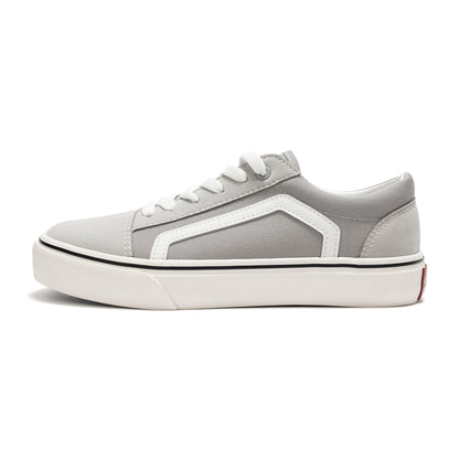 Women's Canvas Sneakers Faux Leather Low Top Casual Walking Shoes