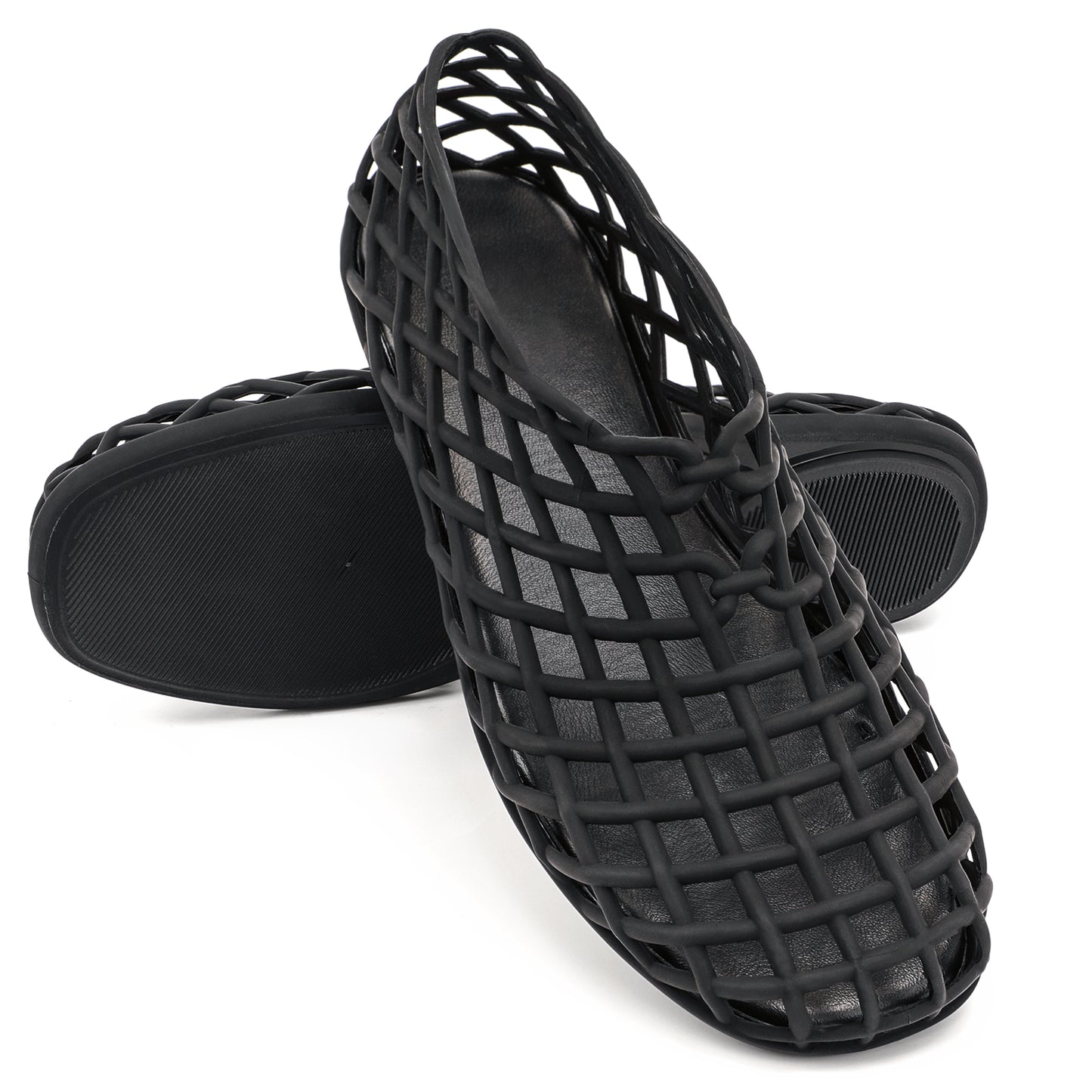 Soft Black Mesh Ballet Flats – Slip-On Chic Comfort Sandals