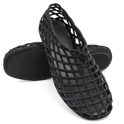 Soft Black Mesh Ballet Flats – Slip-On Chic Comfort Sandals