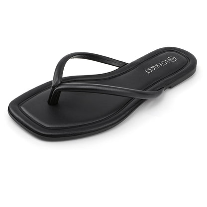 Women Square Toe Flip Flops Minimalist Summer Beach Sandals