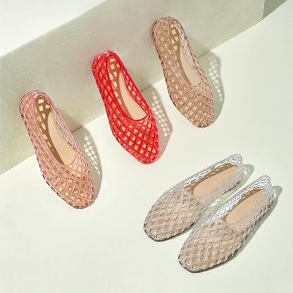 Premium Soft Jelly Mesh Flats Breathable Summer Beach Ballet Sandals