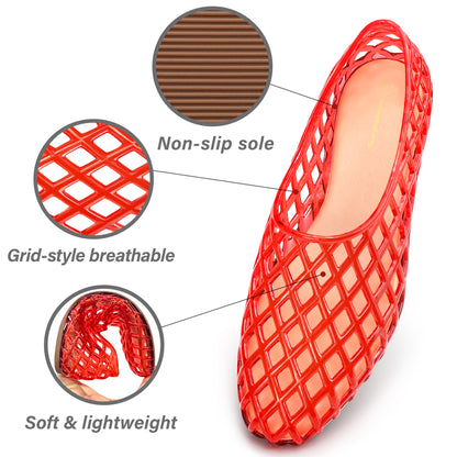 Premium Soft Jelly Mesh Flats Breathable Summer Beach Ballet Sandals
