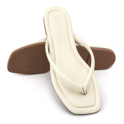 Women Square Toe Flip Flops Minimalist Summer Beach Sandals