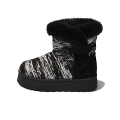 Cleo - Black - Ankle Winter Mini Boots for Women Faux Fur Lining Water Resistant Warm Snow Boots Slip On Memory Foam Comfort Booties FuzzyClassic