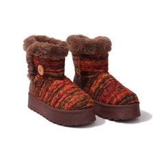 Cleo - Brown - Ankle Winter Mini Boots for Women Faux Fur Lining Water Resistant Warm Snow Boots Slip On Memory Foam Comfort Booties FuzzyClassic