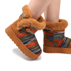 Cleo -Ankle Winter Mini Boots for Women Faux Fur Lining Water Resistant Warm Snow Boots Slip On Memory Foam Comfort