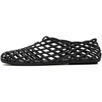 Soft Black Mesh Ballet Flats – Slip-On Chic Comfort Sandals