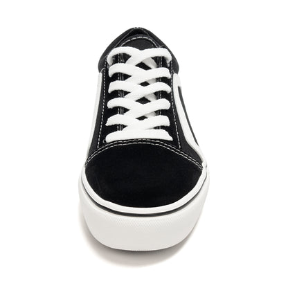 Women's Canvas Sneakers Faux Leather Low Top Casual Walking Shoes