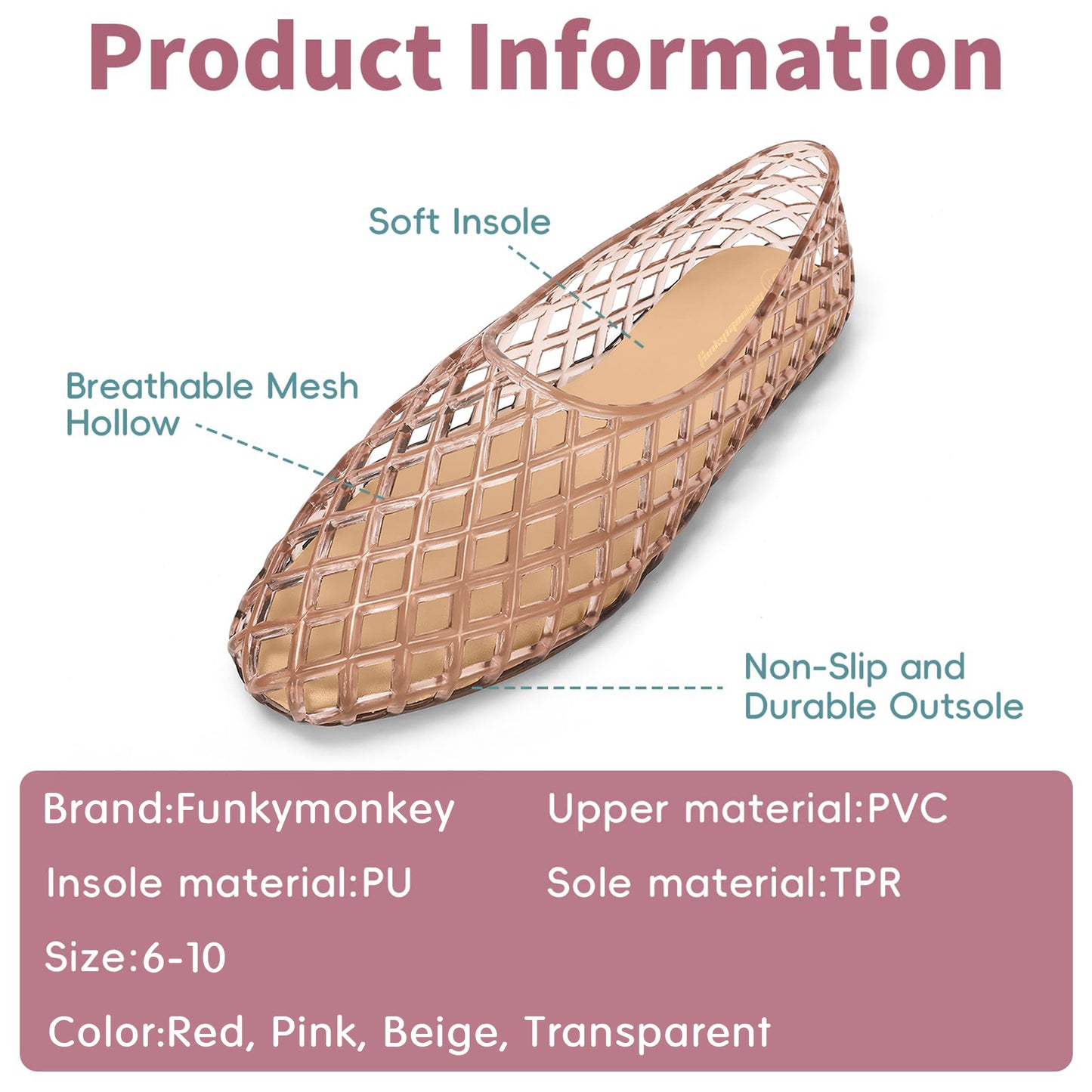 Premium Soft Jelly Mesh Flats Breathable Summer Beach Ballet Sandals