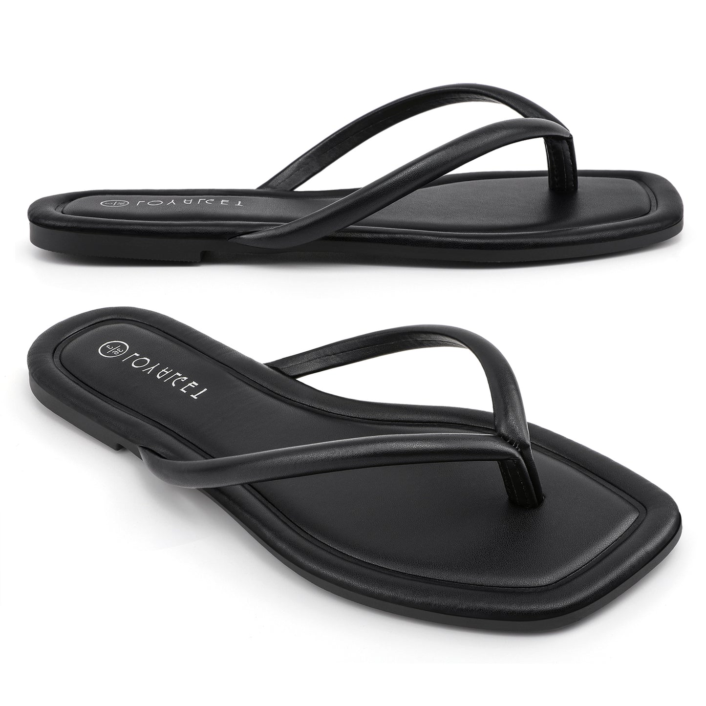 Women Square Toe Flip Flops Minimalist Summer Beach Sandals