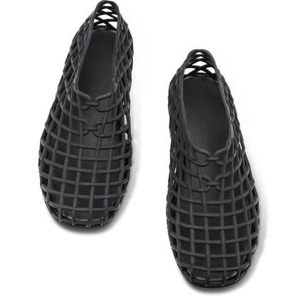 Soft Black Mesh Ballet Flats – Slip-On Chic Comfort Sandals