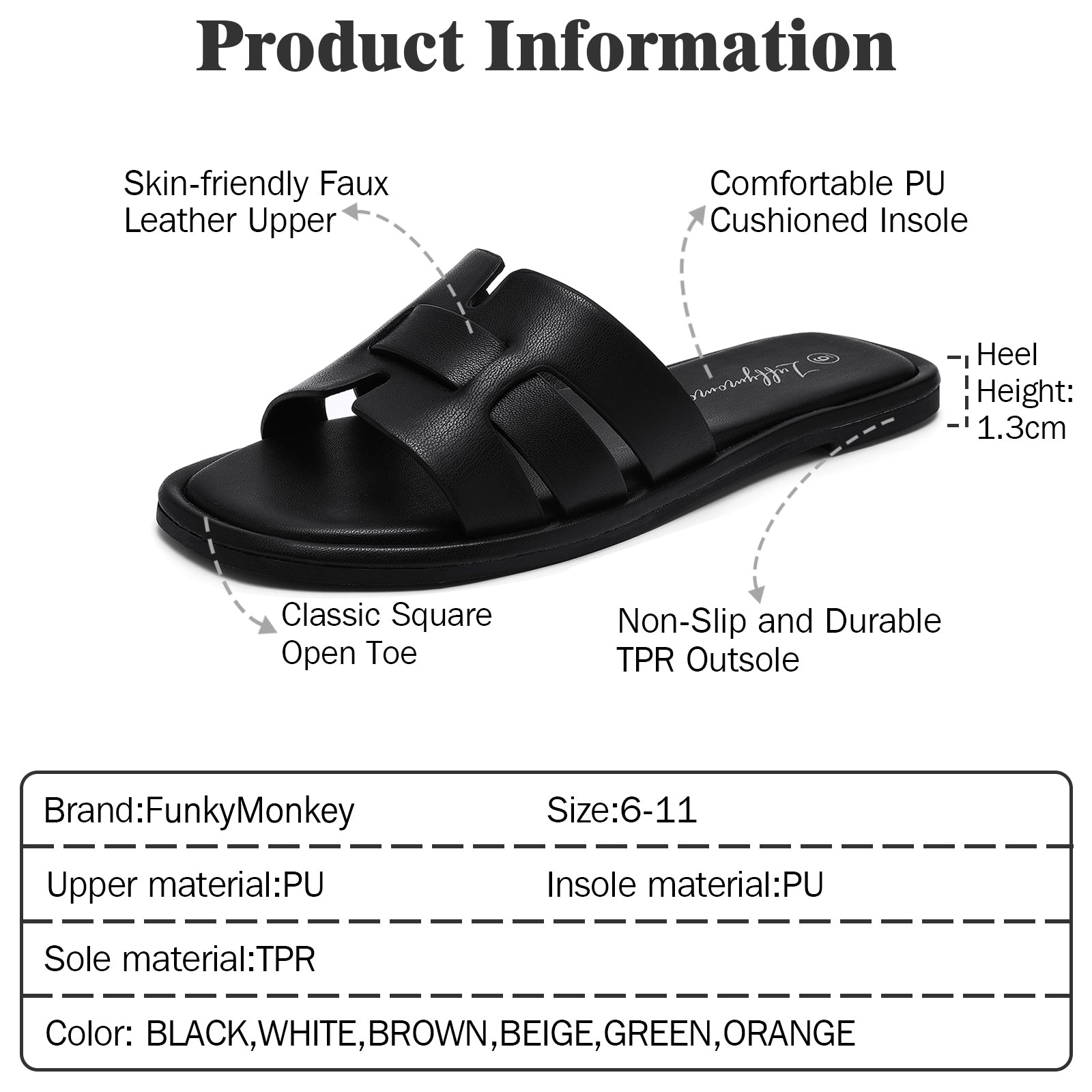 Funkymonkey - Fashion Women's Low-Heel Flat slippers Summer Casual Slides Sandals