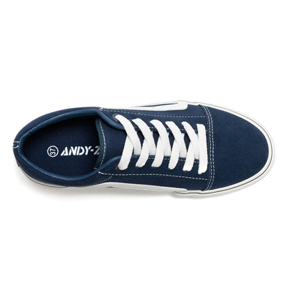 Women's Canvas Sneakers Faux Leather Low Top Casual Walking Shoes