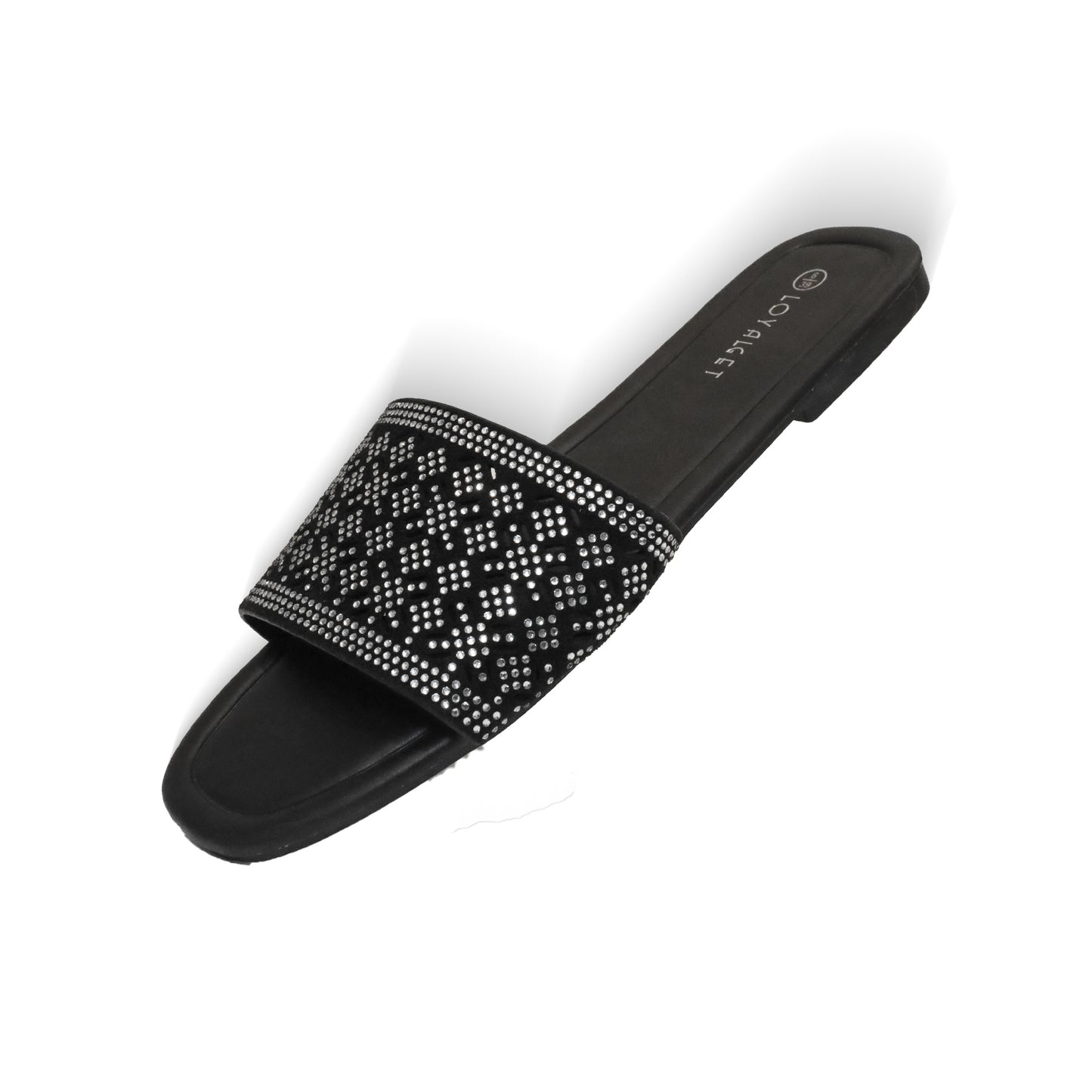 Funkymonkey Womens Rhinestone Flat Sandals Non Slip TPR Sole Slides