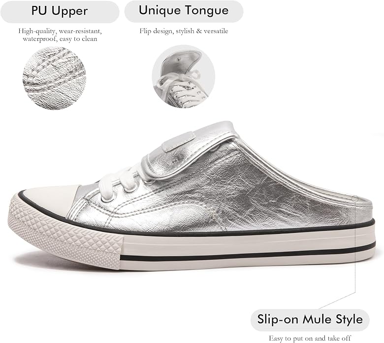 Women Mule Sneakers Slip-On Backless Casual Shoes Non-slip Loafers