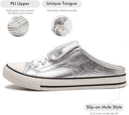 Women Mule Sneakers Slip-On Backless Casual Shoes Non-slip Loafers