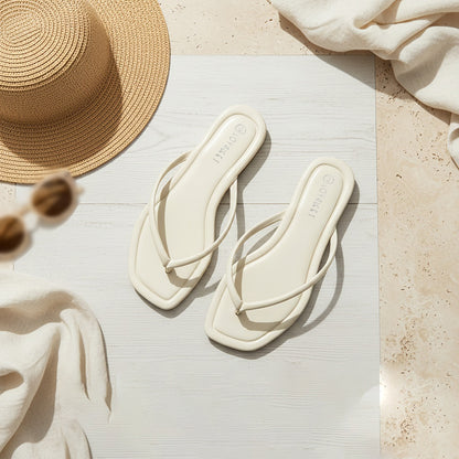 Women Square Toe Flip Flops Minimalist Summer Beach Sandals