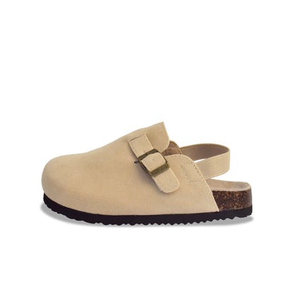 Kids Suede Clogs Lightweight Adjustable Buckle Mules