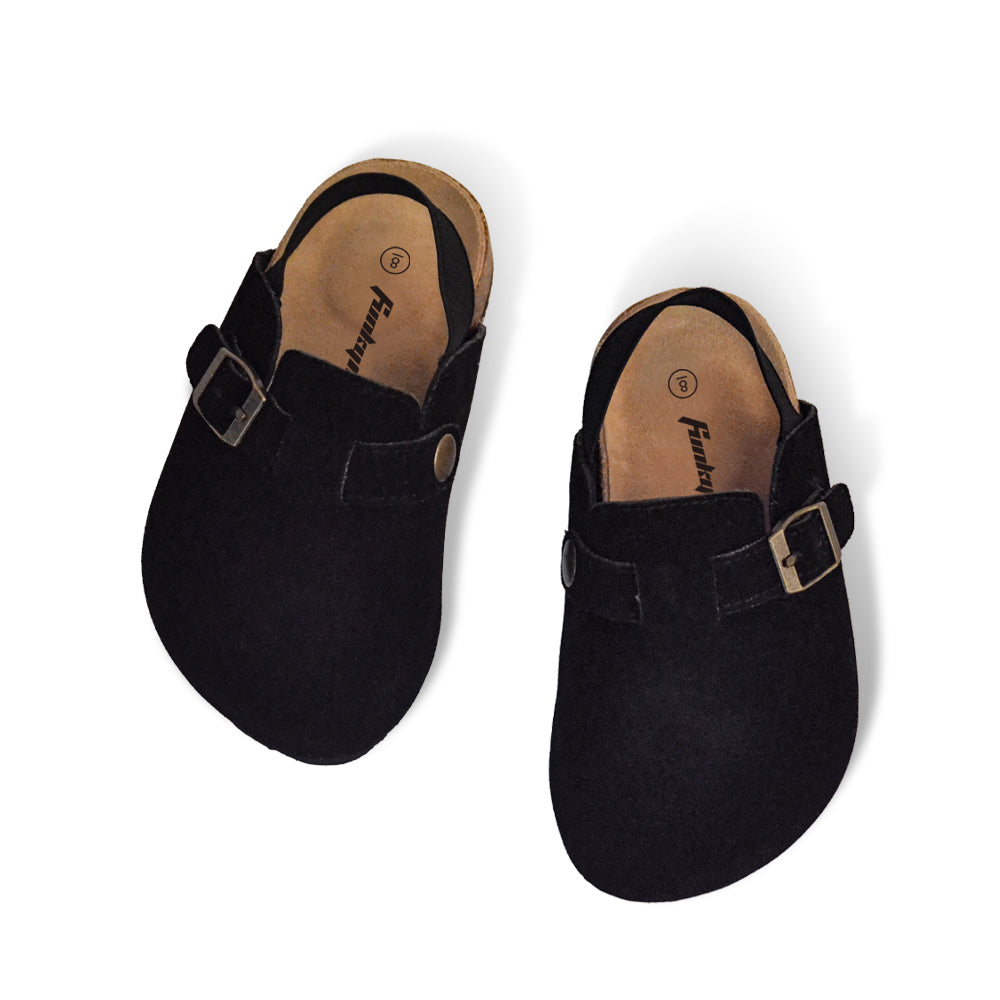 Kids Suede Clogs Lightweight Adjustable Buckle Mules